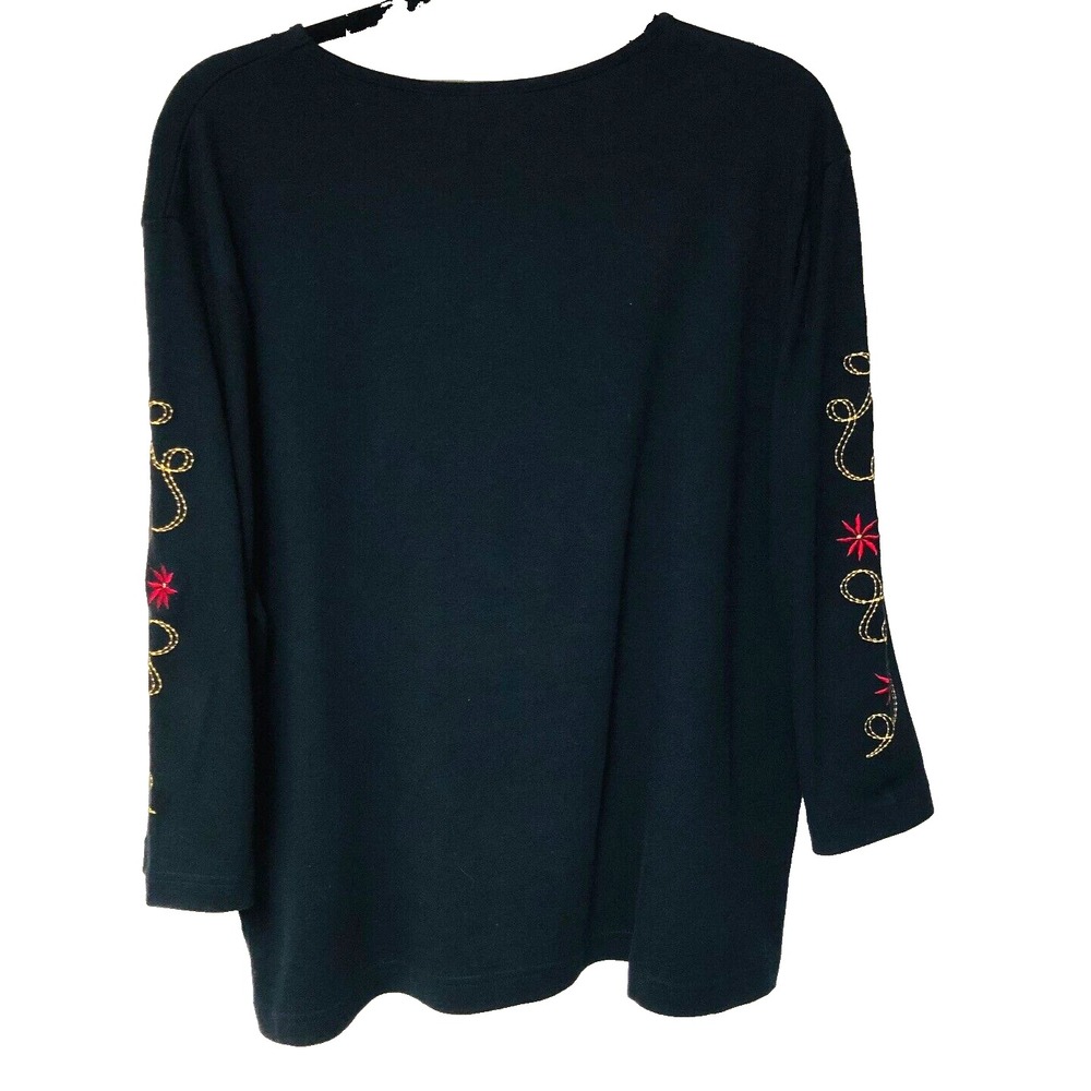 Christmas T-Shirt‎ Women's XL Embroidered Peace On Earth CB Studio Xmas - Picture 3 of 5